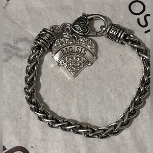 Sister Silver Heart Charm Bracelet with the words ‘BIG SIS’